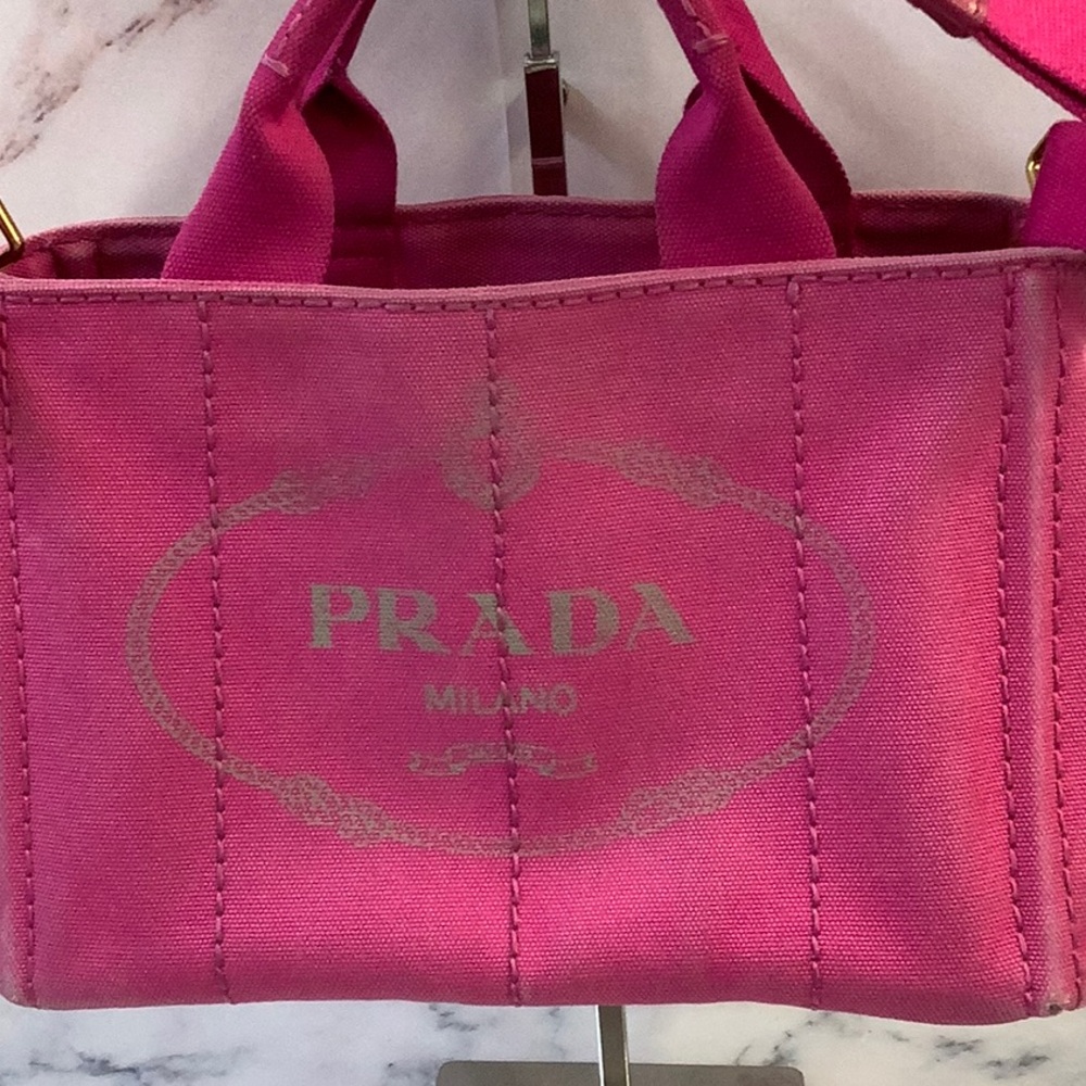 GUC Prada Canapa Small Pink Women's Tote - Picture 2 of 9